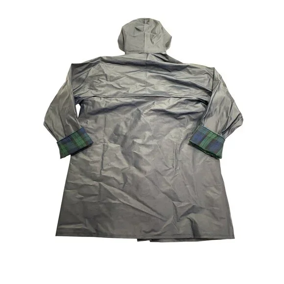 Maria de la Orden Plaid Lined Rain Coat in Navy
